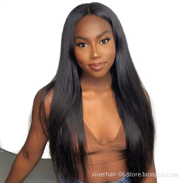 Customized 4X4 5X5 6X6 13X4 13X6 Pre Plucked Brazilian Ear To Ear Straight Transparent Swiss Lace Frontal Wigs